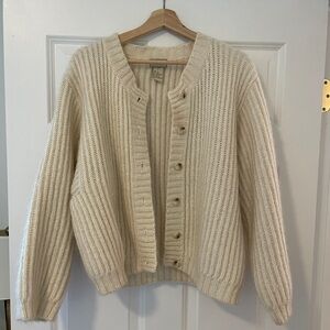 Vintage LL Bean Cream Cardigan Wool/Cotton Blend